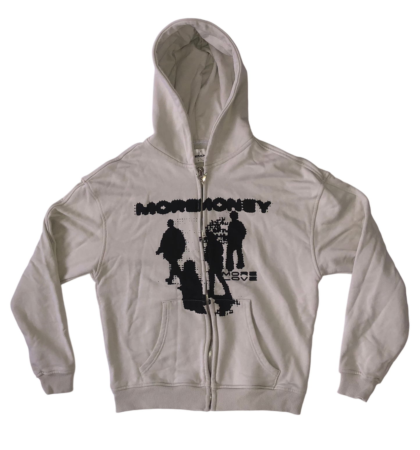 More Money More Love Zip Hoodie Cream Size S