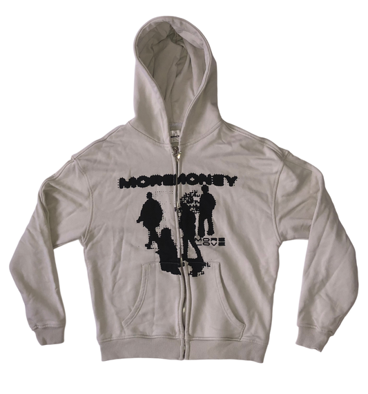 More Money More Love Zip Hoodie Cream Size S